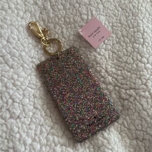Kate Spade Multicolor Glitter Card Holder with Gold Keychain